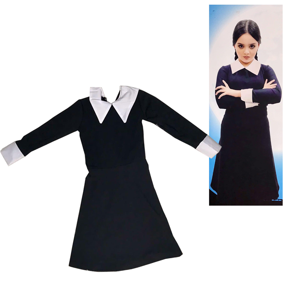 ▷ Costume Mercoledì Addams nero bambina per Halloween e seminare